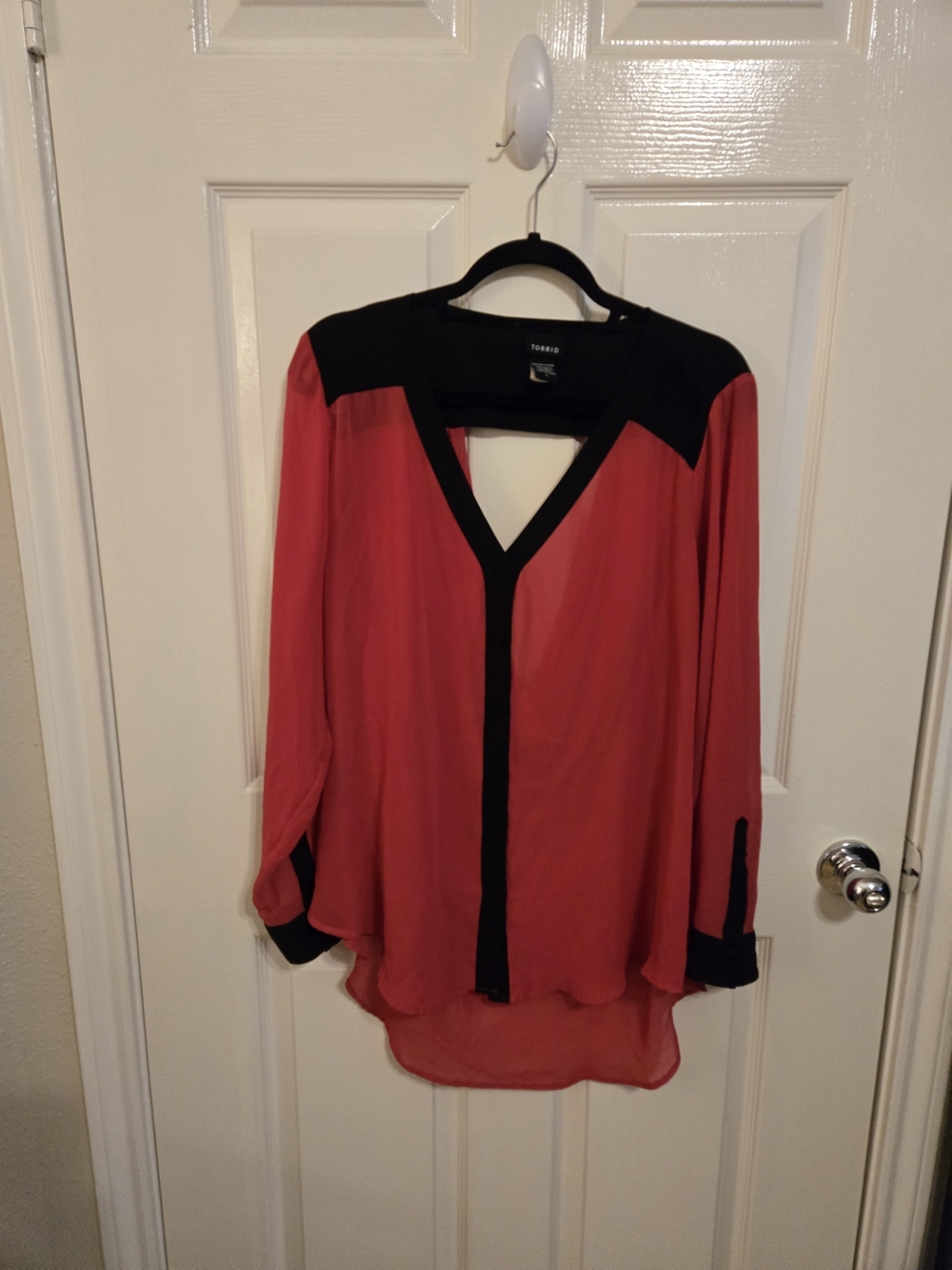 Torrid Hot Pink Cut Out Back Drapey Blouse